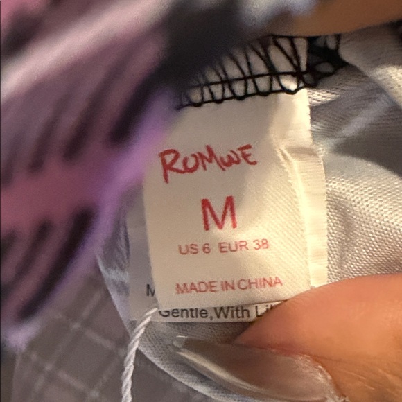 ROMWE Pink and Black Plaid A-Line Skirt - Picture 4 of 4